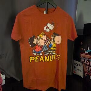 Peanuts Gang Party Graphic T-Shirt Charlie Brown Snoopy Cartoon Tee Size S
